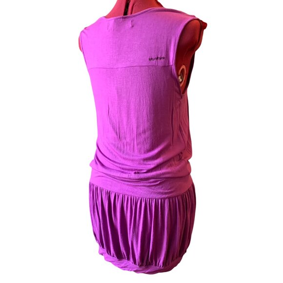 SKUNKUNK fuchsia dress - bubble on hips drop waist loose top - medium - Picture 3 of 11